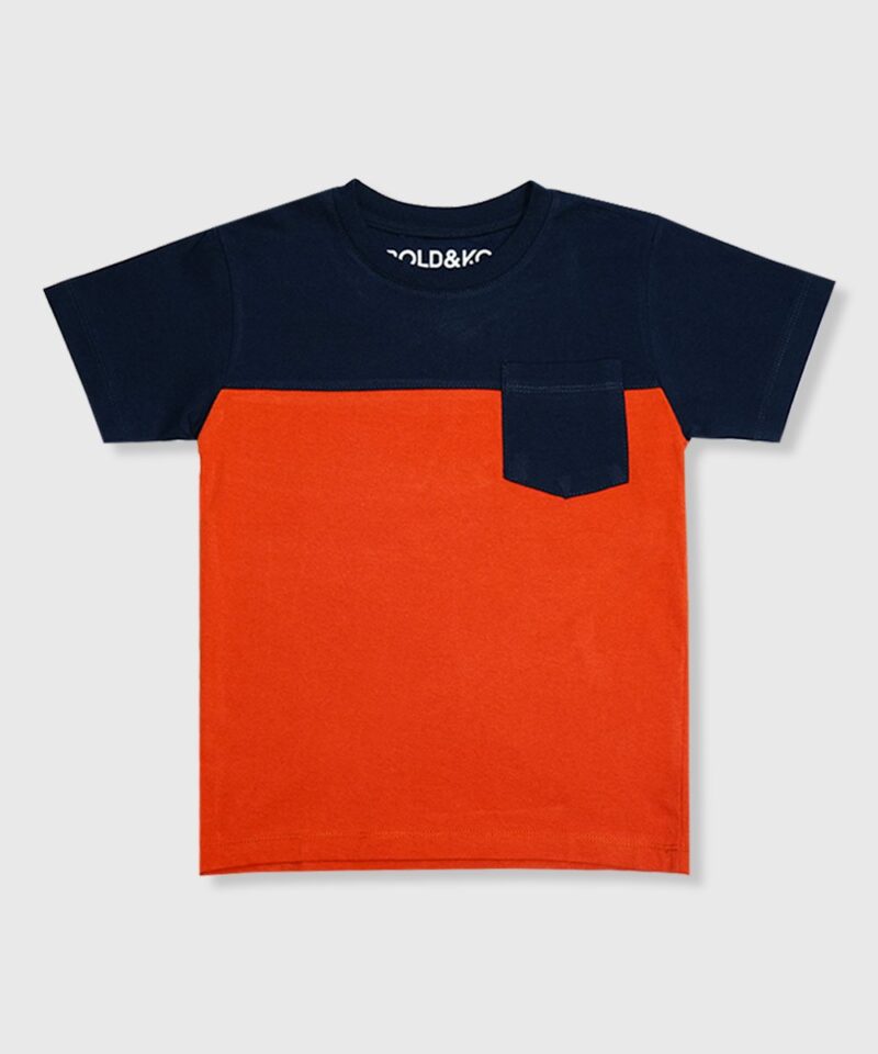 Colorblock Basic T-Shirt In Orange