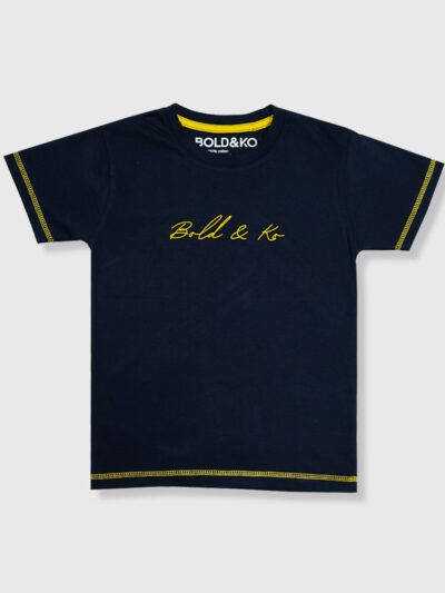 T-Shirt With Flocked Logo In Navy