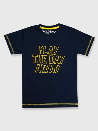 T-Shirt With Flocked Prints In Navy