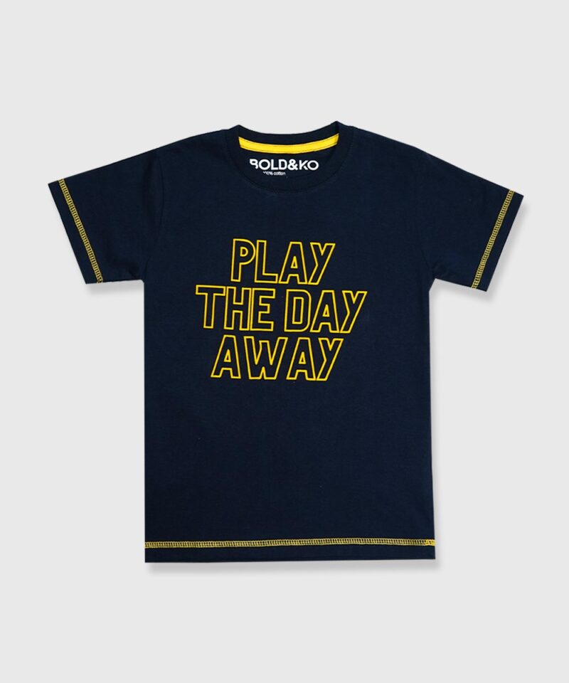 T-Shirt With Flocked Prints In Navy