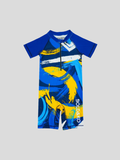 Shortsleeve Rashguard Overall In Blue Abstract