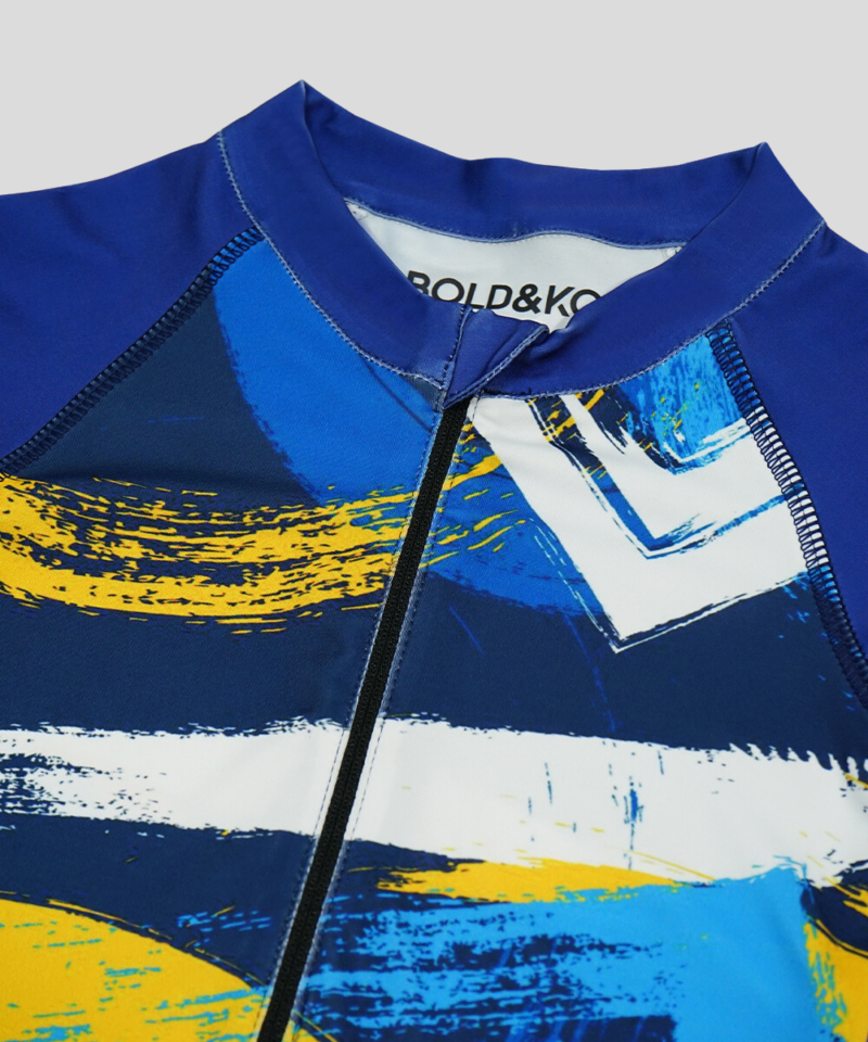 Shortsleeve Rashguard Overall In Blue Abstract